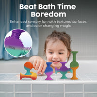 BUNMO Bath Toys Suction, Connect, Build, Create - Color Magic - 10 Pk - image 2