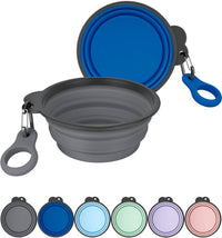 2 Pack Collapsible Dog Bowls with Bottle Carrier – Essentials for Dogs - Large (Pack of 2) / 6. Gray & Navy Blue