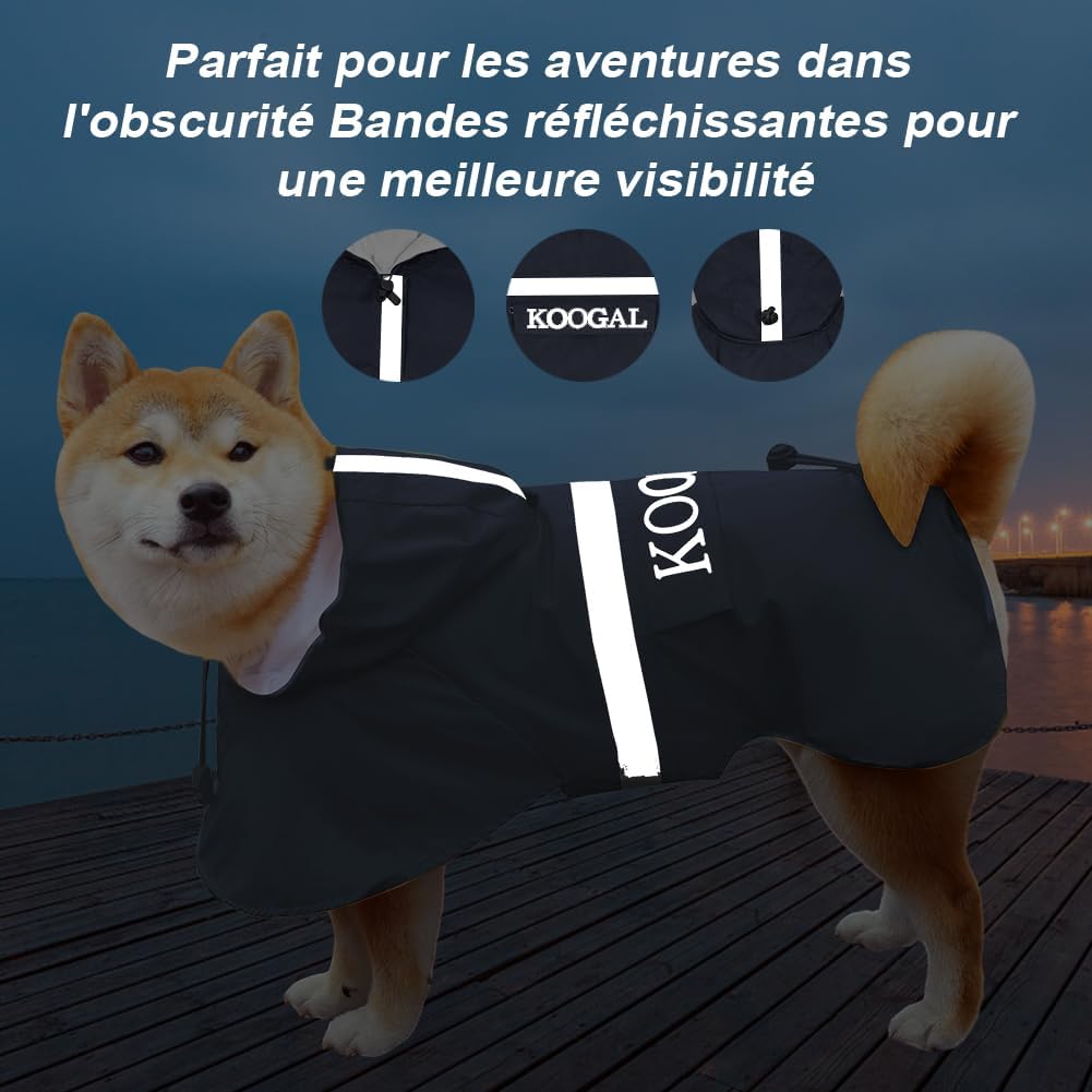 Dog Raincoat Waterproof Hooded, Medium Dogs - Navy Blue / 3XL-Fit for 33 to 44 pounds - image 4