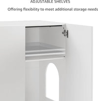 unipaws Tall Cat Litter Box Enclosure with Shelves, Hidden Litter Box Cover for Tall or Top Entry Litter Box, Kitty Enclosed Litter Box Cabinet, Cat Box Furniture， White