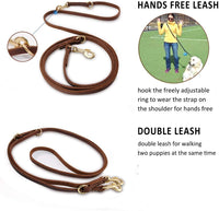 Multi Function 8ft Leather Dog Leash - Brown / 8ft*5/8inch - image 3