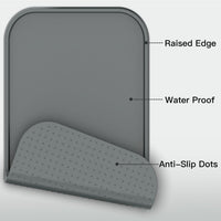 Feedoo Pet Feeding Mat [Warped Resistant Raised Edge] - 18.5"L x 11.5"W / Gray - image 3