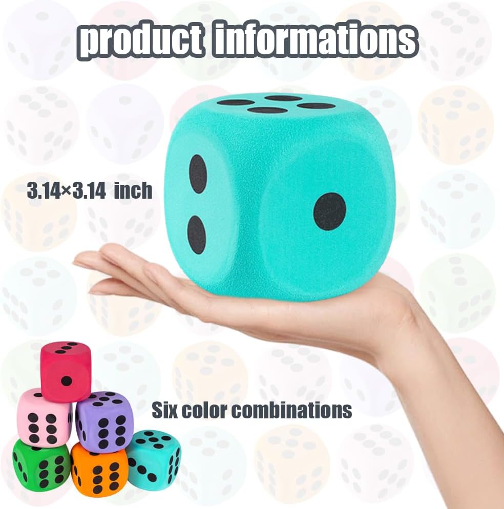 Yowget 6 piece large EVA foam dice, 3.15 inches each - view 2