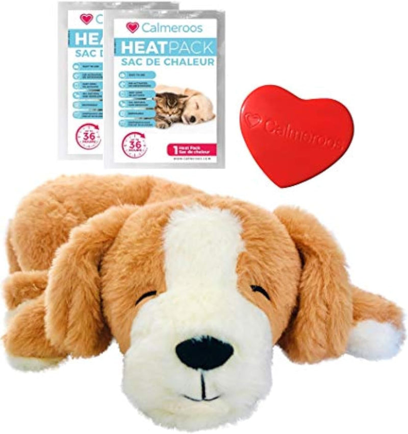 Plush Heartbeat Toy - Calming Anxiety Relief Toys for Puppies and Kittens - Heartbeat in a Soft - Brown