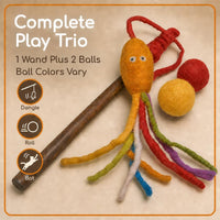 Wool Cat Toy, Felted Wool Rainbow Squid - image 2