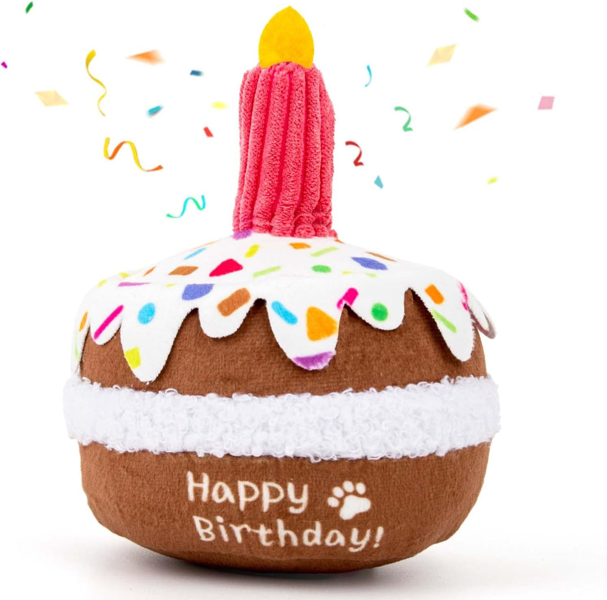 lilfrd Dog Birthday Toy, Squeaky Plush Birthday Cake Puppy Gift – Essentials for Dogs - Birthday Cake