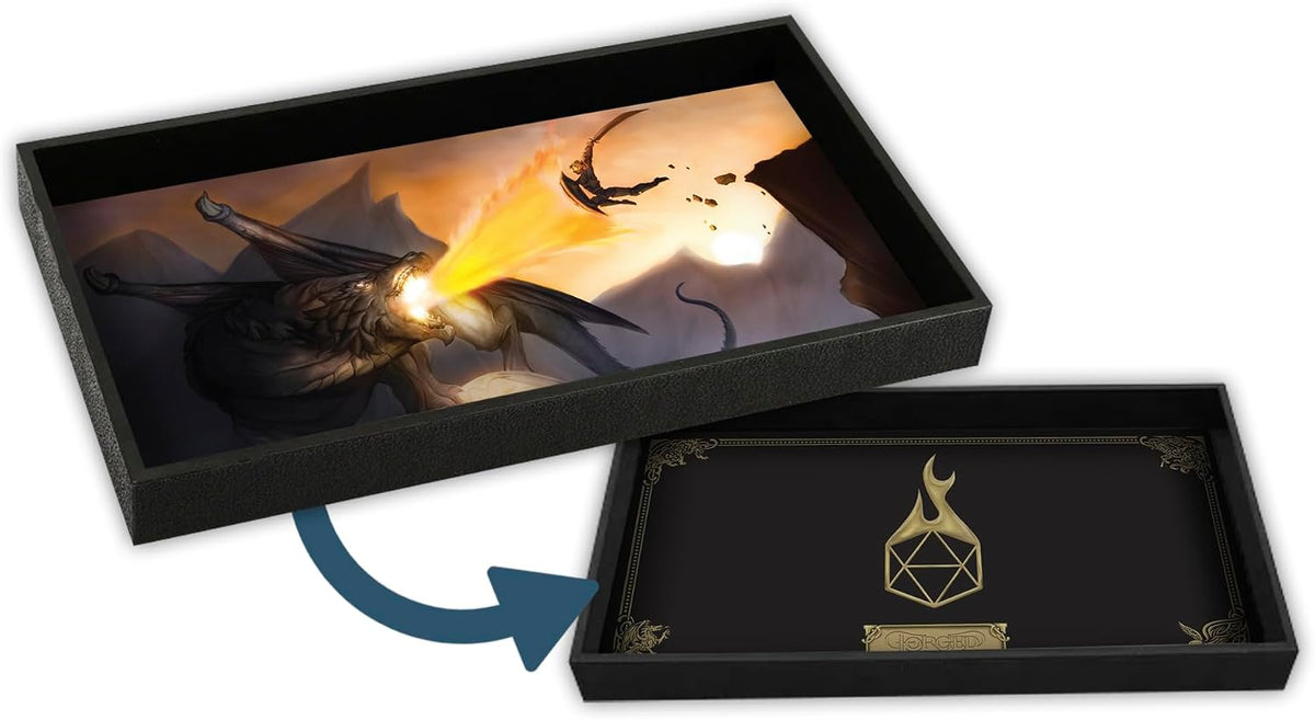 Forged Dice Co. Dice Tray 14" - Black Tray W/ Dragon Slayer Mat