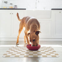 CooRug Checkered Dog Food Mat, Pet Feeding Mat 20" L x 12" W - Beige / 20"L x 12"W - image 3