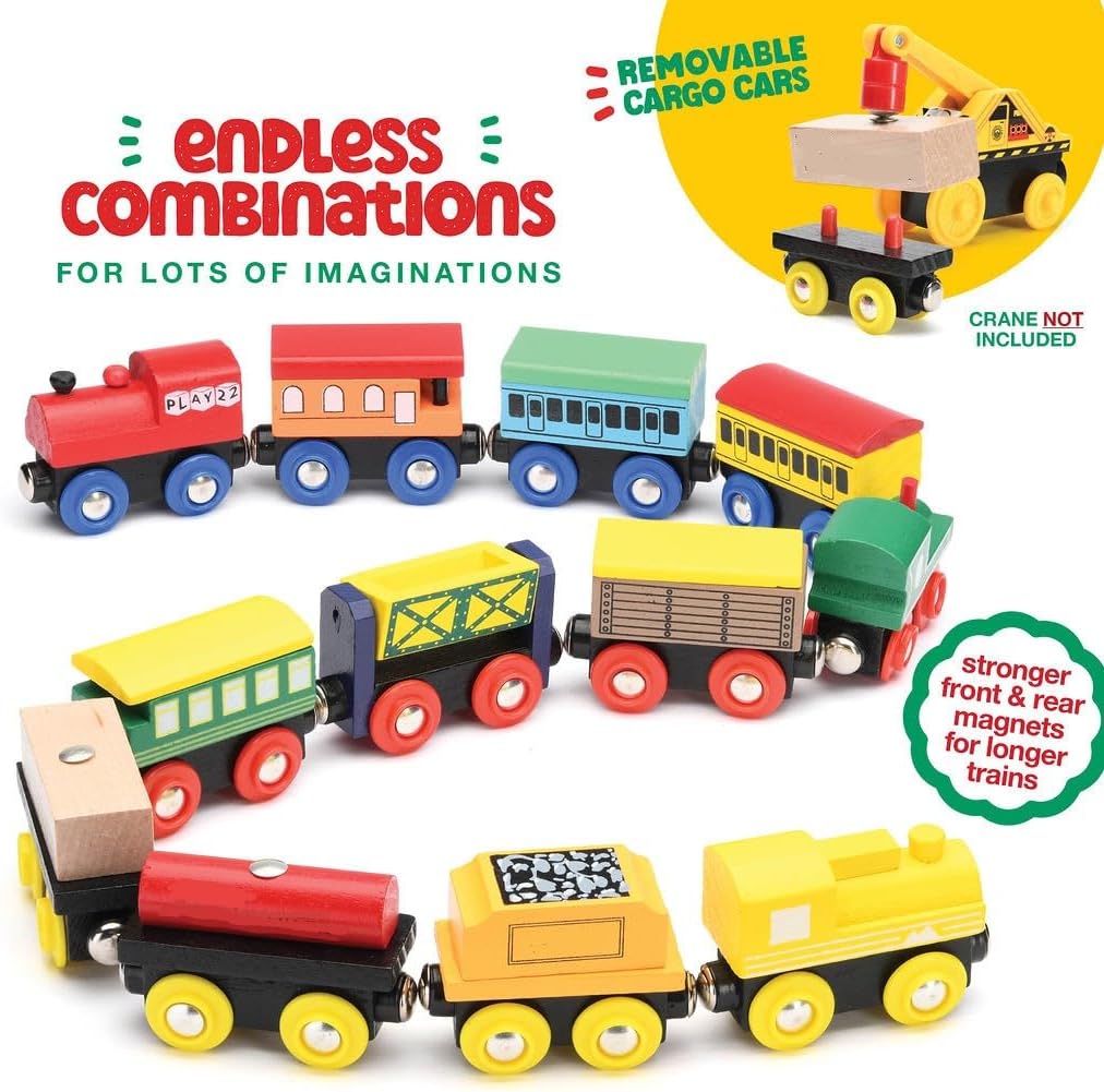 Wooden Train Set 12 PCS – Magnetic Train Toys Set for Toddlers Boy & Girl – Fun for Kids & Family - image 4