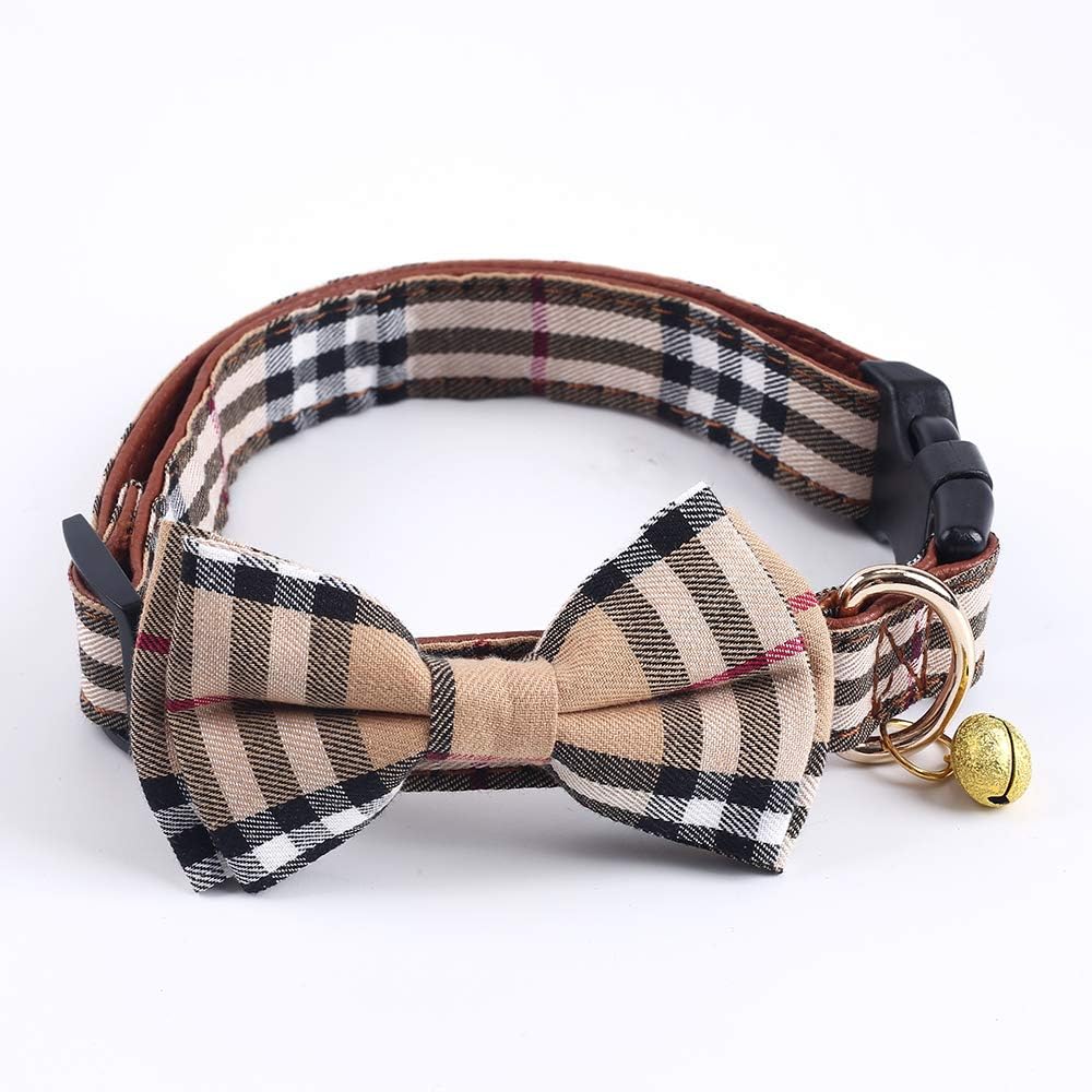 SuperBuddy Dog Collar, Adjustable Dog Collar with Bowtie - Large / Brown