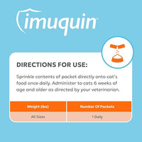 Nutramax Imuquin Immune Health Supplement Powder for Cats, with Beta Glucans, Marine Lipids, Vitamins and Minerals, 30 Packets, Updated Version