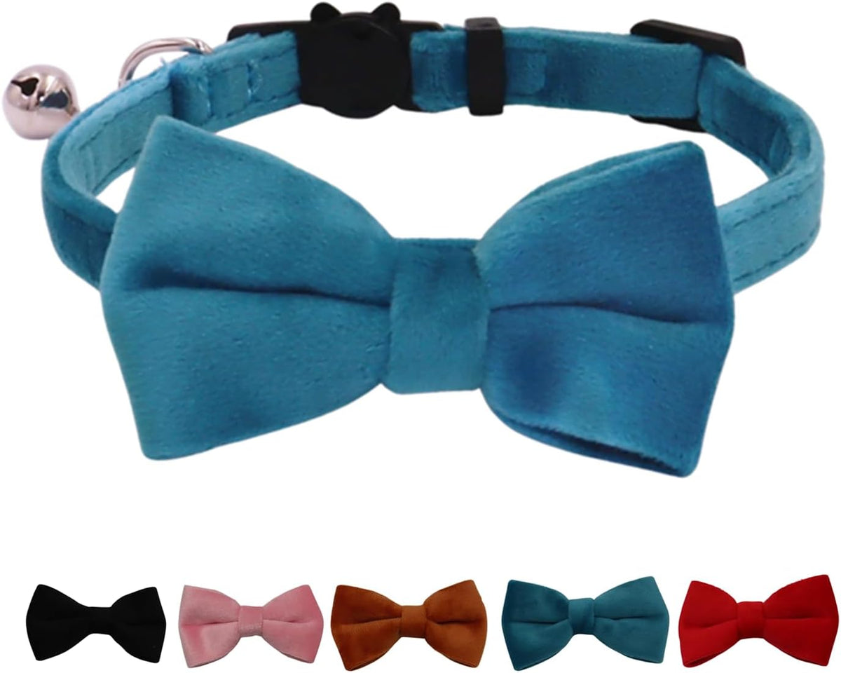 Cat Collar Breakaway with Bell and Removable Bow Tie Safety Buckle - Blue