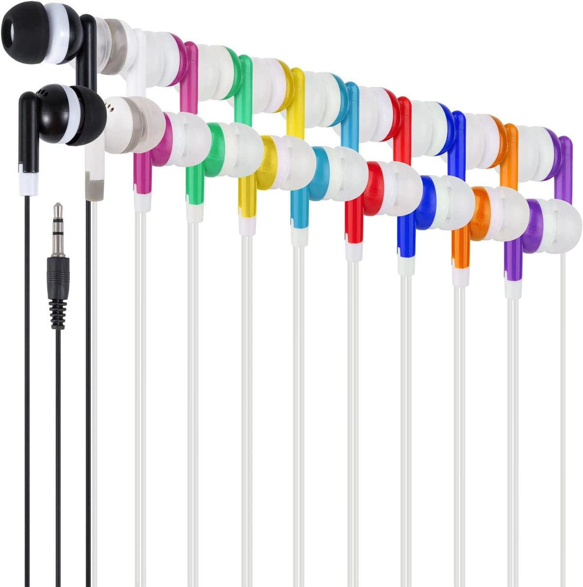 Wjjitan kids bulk earbuds, wired 3.5mm earphones in ten mixed colors
