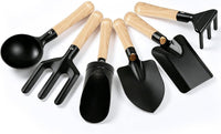 7PCS Kids Gardening Tools, Long Shovel, Rake for Leaves, Spade - 6pcs black short garden tools