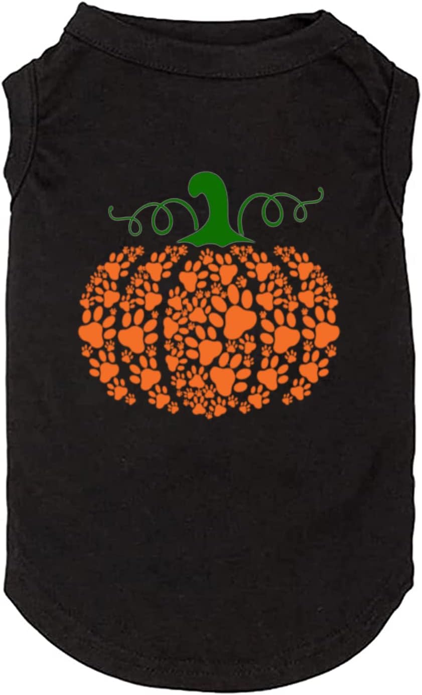 Funy Pumpkin T-Shirt Cute Ghost Bone Print Shirt & Vest for Dogs - Large / Black-1