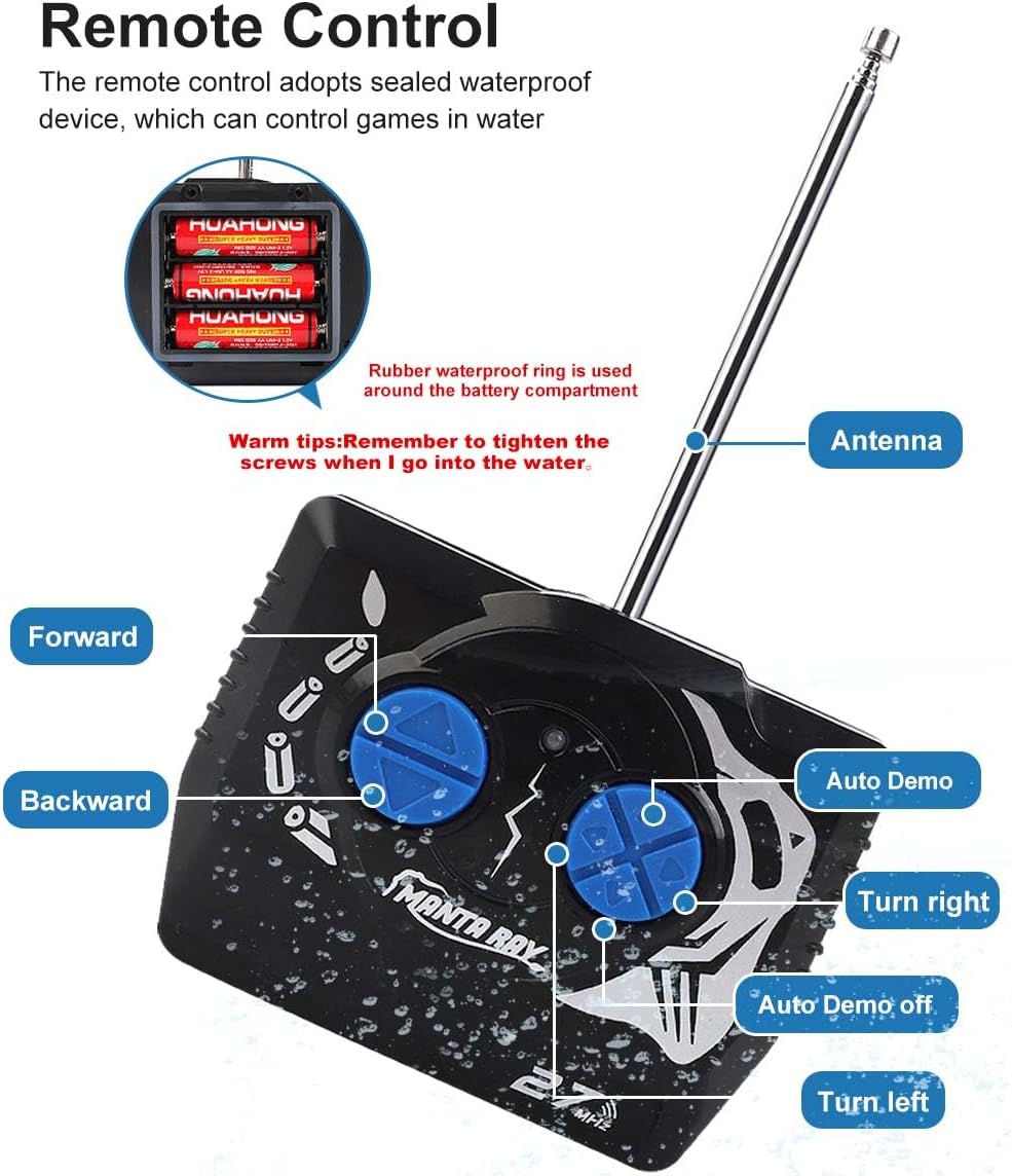 LAFALA remote control diving stingray pool toy with flapping rubber wings - view 9