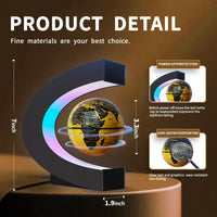 Magnetic Levitating Floating Globe with LED Lights - Golden C Frame Globe - image 2