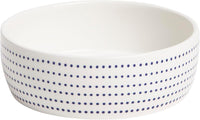 Pearhead Ceramic Dog Bowl, Woof Speckled Pet Food & Water Dish - Navy Dots Bowl / Small