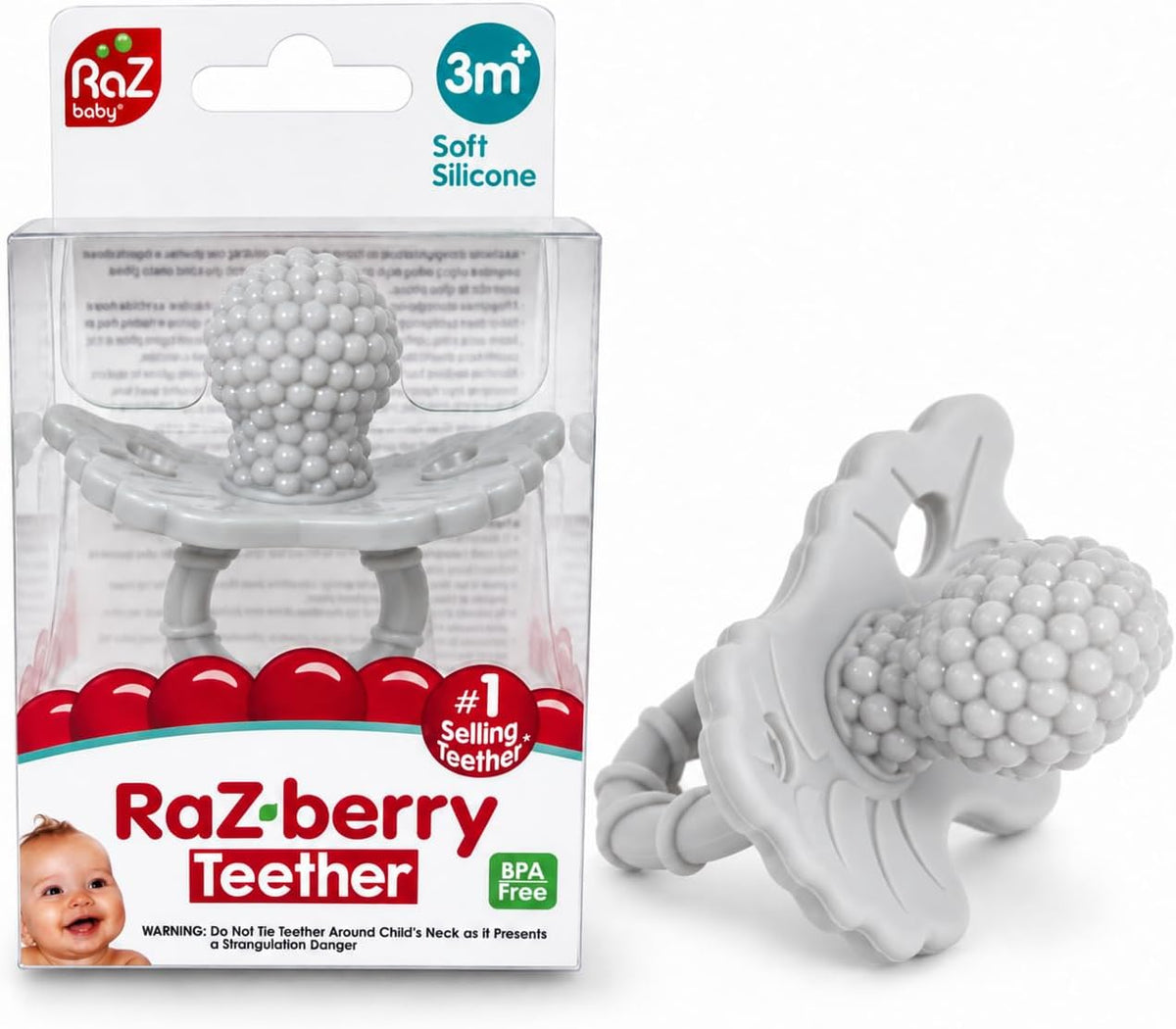 RaZbaby RaZberry Silicone Baby Teether Toy - Cookies & Cream / 1 Count (Pack of 1)