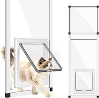 Full Glass Cat Door for Window, 32"-37" Adjustable Width - Fit 41"-62" Window Height