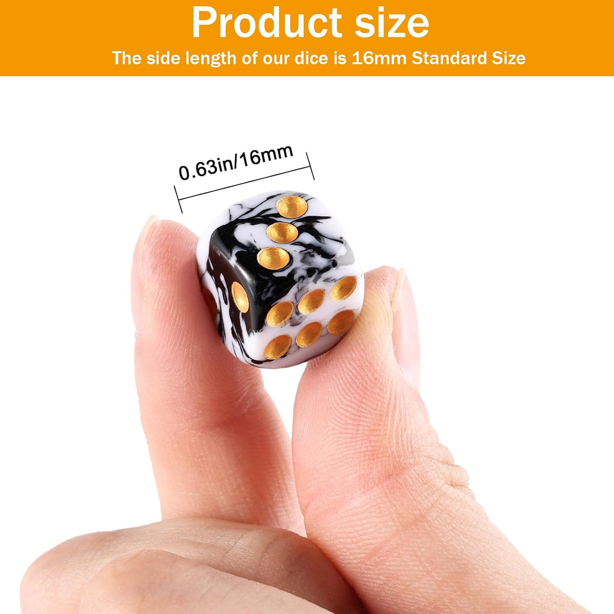 24 of Pack 16MM 6 Sided Dice Set, Two Colours D6 Game Dice Set - 16mm Black-white - image 2