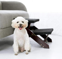 MEWANG Wooden Pet Stairs/Pet Steps - 2-in-1 Foldable Stairs & Ramp for Beds and Cars - Portable Dog/Cat Ladder Up to 110 Pounds