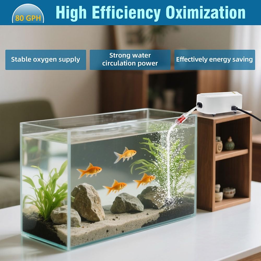 Quiet Aquarium Air Pump 3W Fish Tank Oxygen Aerator Pump with Air - 4.5W - image 2