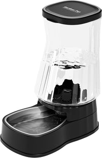 Automatic Dog Water Dispenser, Stainless Steel Bowls Feeder - Black / 1.6 Gallon