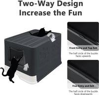 XL Foldable Cat Litter Box with Lid, Jumbo Enclosed Potty - BLack / X-Large - image 3