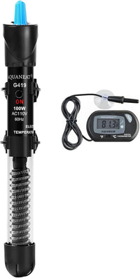AQUANEAT Aquarium Heater, 100W Fish Tank Heater, Adjustable Submersible Water Thermostat with Digital Thermometer