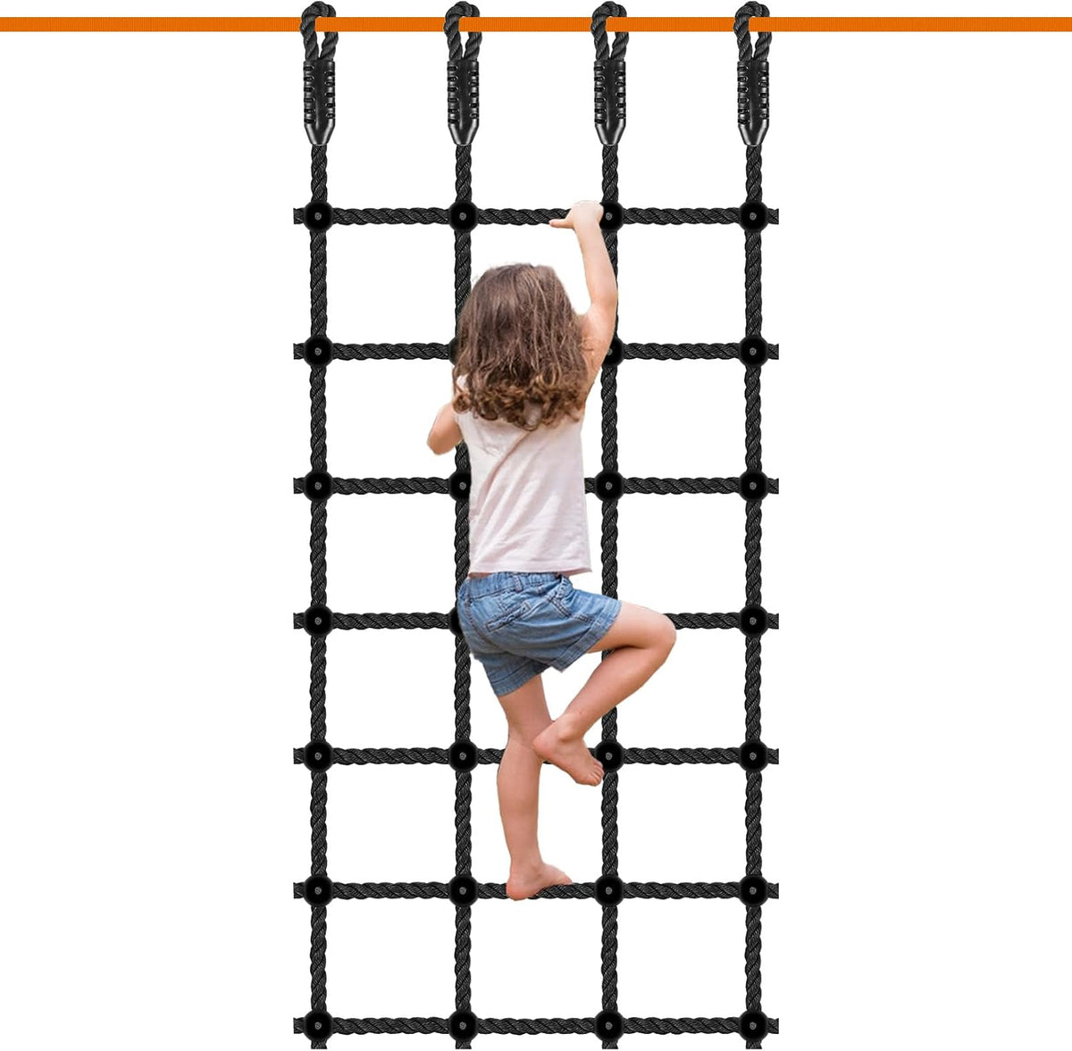 Climbing Cargo Net 49" x 77" Heavy Duty Climbing Rope Net for Outdoor - Black / 30" x 75"