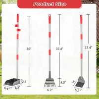 Pooper Scooper, Long Handle Dog Pooper Scooper, Heavy Duty Stainless Steel Rake with Tray & Spade Set for Pet Waste Removal, for Grass, Dirt or Gravel
