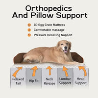 Large Dog Bed Orthopedic Washable - Memory Foam Couch Sofa - XXL Large Big Dogs - Beds Bolster Pet - Waterproof with Removable Cover - Coffee Dog Bed
