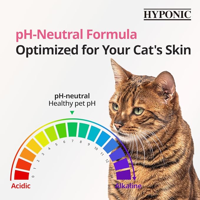 HYPONIC Hypoallergenic Premium Shampoo for All Cats (Unscented, 10.14 oz) - Fragrance Free Cat Shampoo for Dry Skin, Dandruff, Allergy