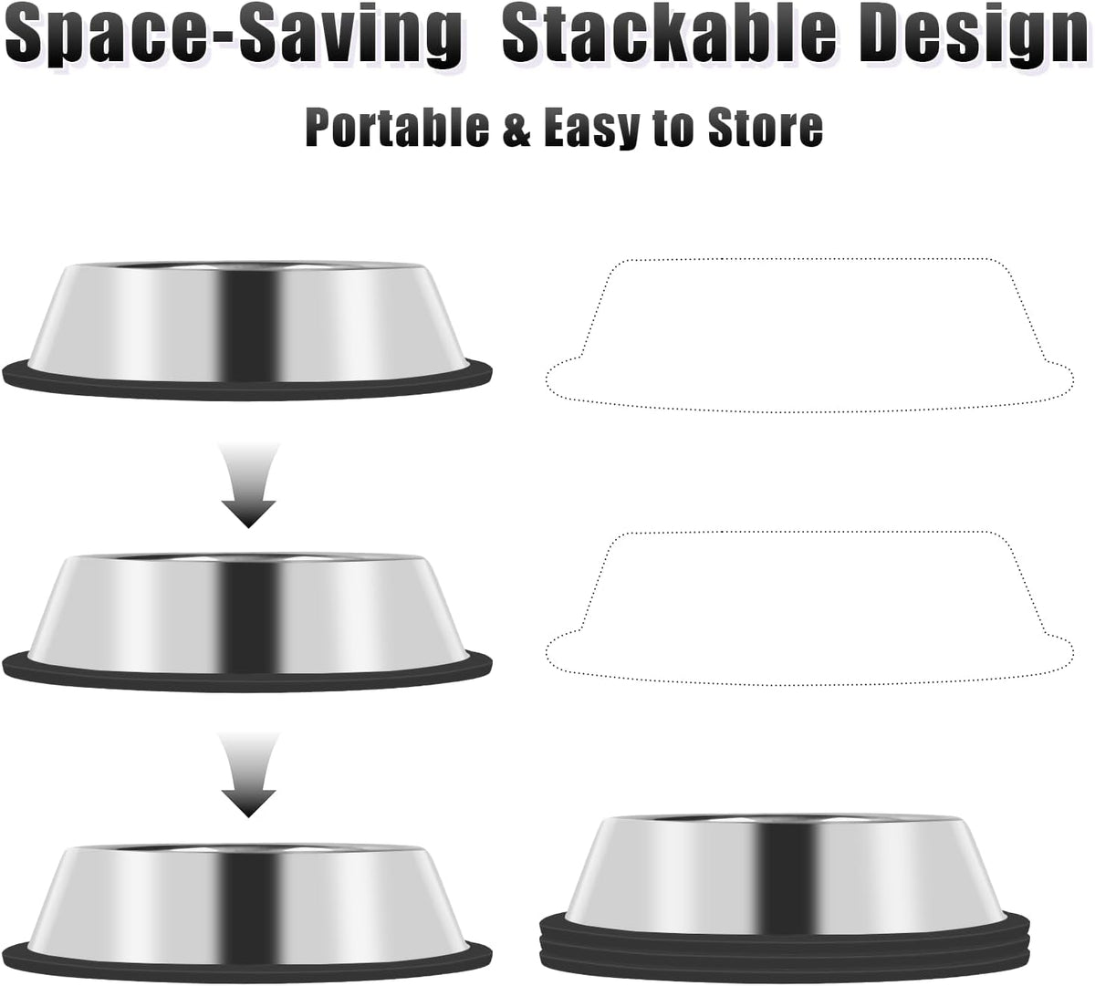 Serentive 3 Pcs Metal Dog Bowls for Small Dogs - 20 oz / Classic - image 3