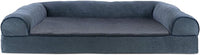 Furhaven Cooling Gel Dog Bed for Large Dogs w/ Removable Bolsters & Washable Cover, For Dogs Up to 95 lbs - Sherpa & Chenille Sofa - Orion Blue, Jumbo/XL