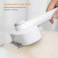 2-in-1 Dog & Cat Grooming Brush – Adjustable Deshedding Comb & One-Touch Clean | Skin-Safe Rake for Mats, Tangles, Shedding | Long/Short Hair Pets
