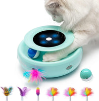 ORSDA 2in1 Interactive Toys for Indoor Cats, Timer Auto On/Off - Robin Egg Blue