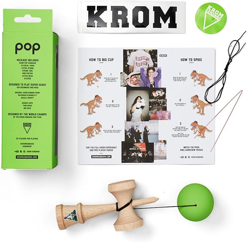 KROM, Kendama Toy POP LOL Lime Green, High Wood Quality - POP Light Green - image 3