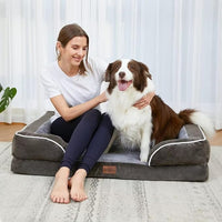 Comfort Expression XL Dog Bed for Extra Large Dogs, Waterproof Orthopedic Foam Dogs Beds with Bolster, Washable Dog Sofa Pet Bed with Removable Cover & Non-Slip Bottom(X-Large,Dark Green)
