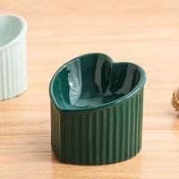 Pink Ceramic Raised Cat Bowls - Dark Green - image 3
