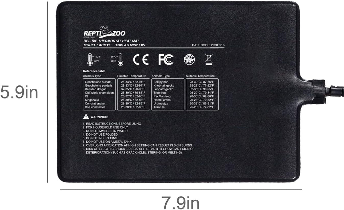 REPTI ZOO Upgrade Reptile Heat Mat with Thermostat - 11W - image 2