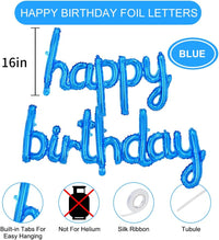 TONIFUL 16 Inch Black Happy Birthday Balloons Banner Decorations - Cursive Blue - image 2