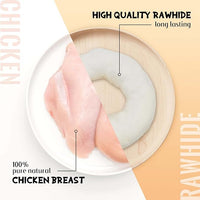 ASMPET Dog Treats Chews, Chicken Wrapped Rawhide Donuts Dental Care Chews for Small Medium Large Breed Aggressive Chewers (Pack of 4)
