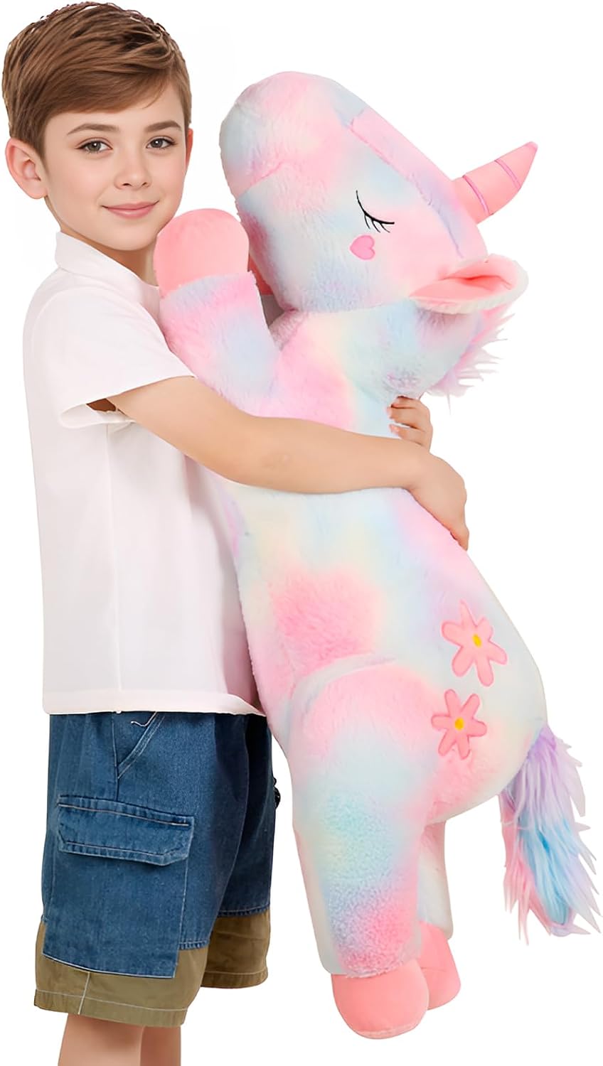 32inch Cute Giant Pink Unicorn Plush, Jumbo Soft Body Pillow Pet - 32 Inch Rainbow Unicorn / 32 inch