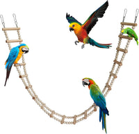 Bird Ladder Bridge, Wooden Pet Hamster Climbing & Swing Toys - 20 Steps - 45.3 × 3.14 Inch