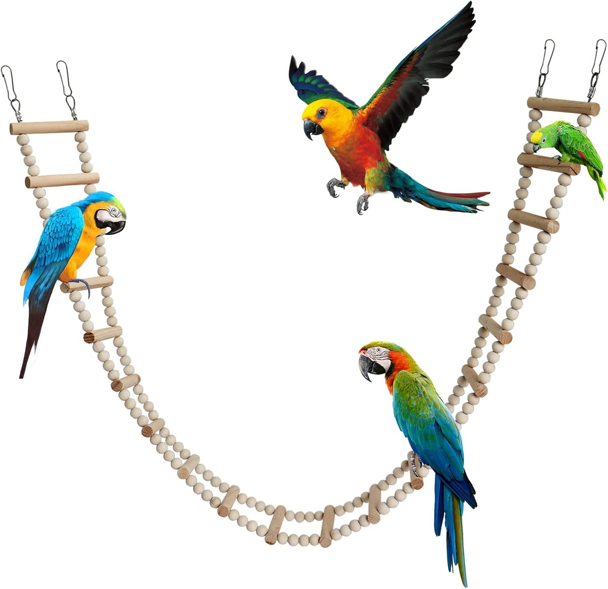 Bird Ladder Bridge, Wooden Pet Hamster Climbing & Swing Toys - 20 Steps - 45.3 × 3.14 Inch