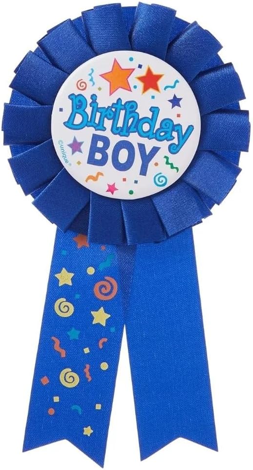 Birthday Boy Blue Fabric Award Badge, 7"