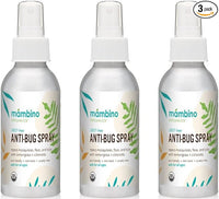 Anti-Bug Spray DEET-Free – Organic, All-Natural Bug Spray Travel Size with Essential Oils – Non-Toxic, Reef Safe, Face-Safe Bug Repellent for Babies, Kids, Adults by Mambino Organics, 4oz 3-Pack