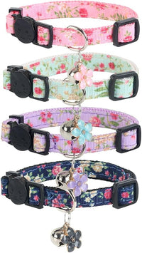 Yizepet Cat Collars with Bells, Breakaway Kitten Collar - flower